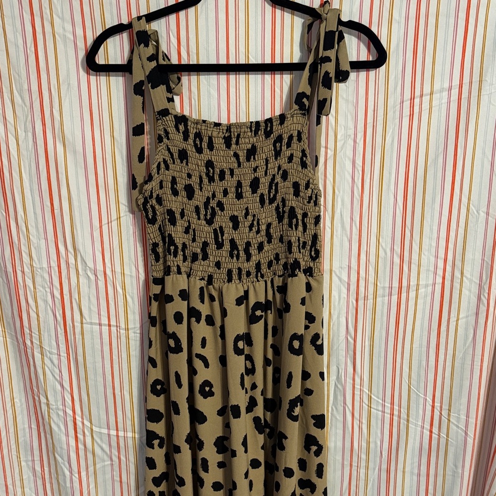 SHEIN Leopard Print Maxi Dress - Black and Tan